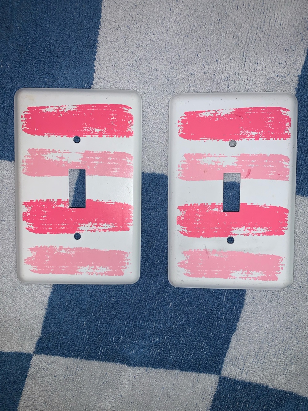 Hobby Lobby White Light Switch Covers with Pink Brushstroke Design